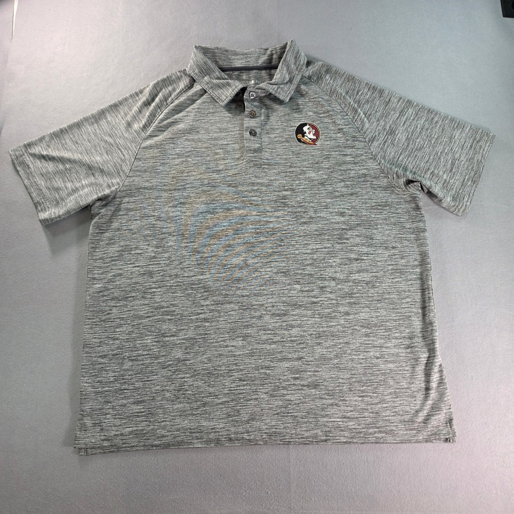 Colosseum Florida State Seminoles Mens XL Polo Shirt Grey Space Dye FSU NCAA